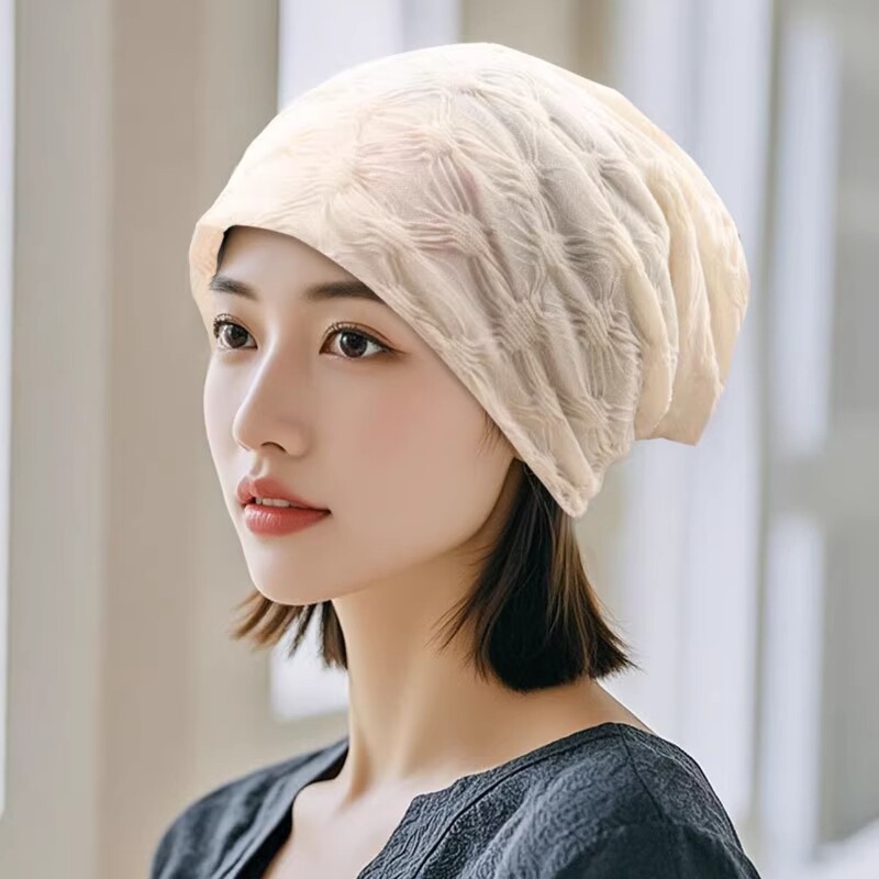 Hat and Wig Combo Short Hair Bun Beanie Slouchy Beanie Knit Hat Short Hat Wig Set