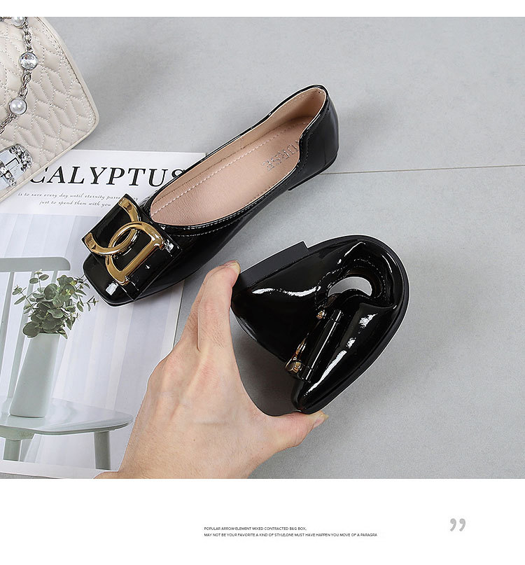 Women's Flat Shoes For Women Square Toe Low Heel Casual Work Shoes_voghion.com