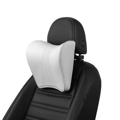 Adjustable mechanical car neck pillow Headrest - pvc-leather-white-increased-thickening-neck-and-shoulder