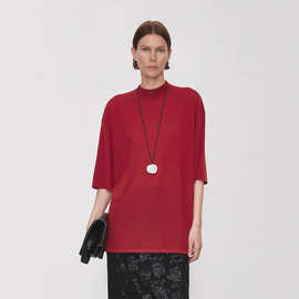 TH～ROW百搭T打底王_120S扬子羊毛极简半高领中/长袖廓形上衣女装