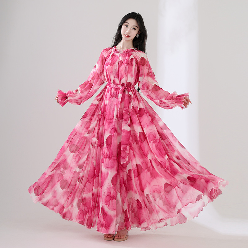 Seaside Holiday Style Floral Design Sense Slim Elegant Long Dress Travel Photo Beautiful Dress Seaside Holiday Style Floral Design Sense Slim Elegant Long Dress Travel Photo Beautiful Dress