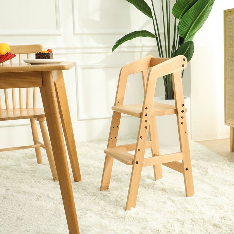 Детский обеденный стул GEN, детское сиденье для кормления, домашний стул для младенцев из массива дерева, стул для обеденного стола, стул с регулируемой высотой.