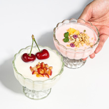 冰淇淋杯透明奶茶甜品杯可爱冰激凌碗奶昔雪糕玻璃杯子矮脚布丁杯