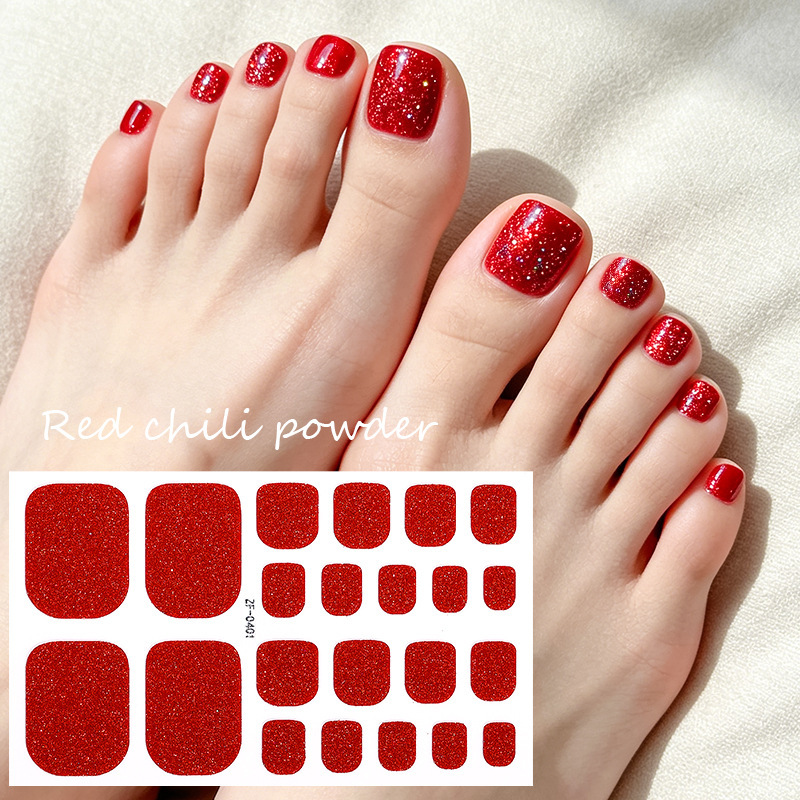 Cross-border solid color glitter toe nail stickers, waterproof sparkling nail polish film, custom-made nail stickers for toenails