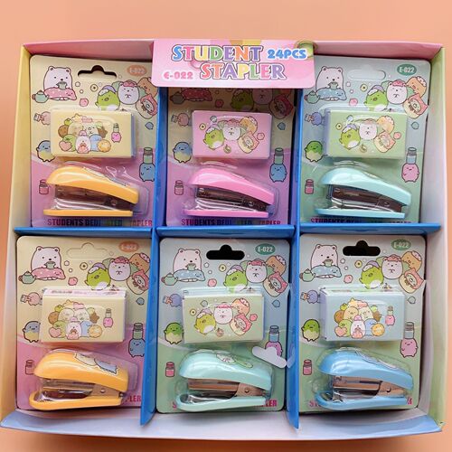 Portable cute cartoon Sanrio mini small stapler set student office small needle stapler
