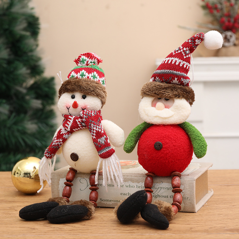 Cross-border new product ornaments Christmas luminous dolls high-end knitted hat doll snowman elk cartoon decorations