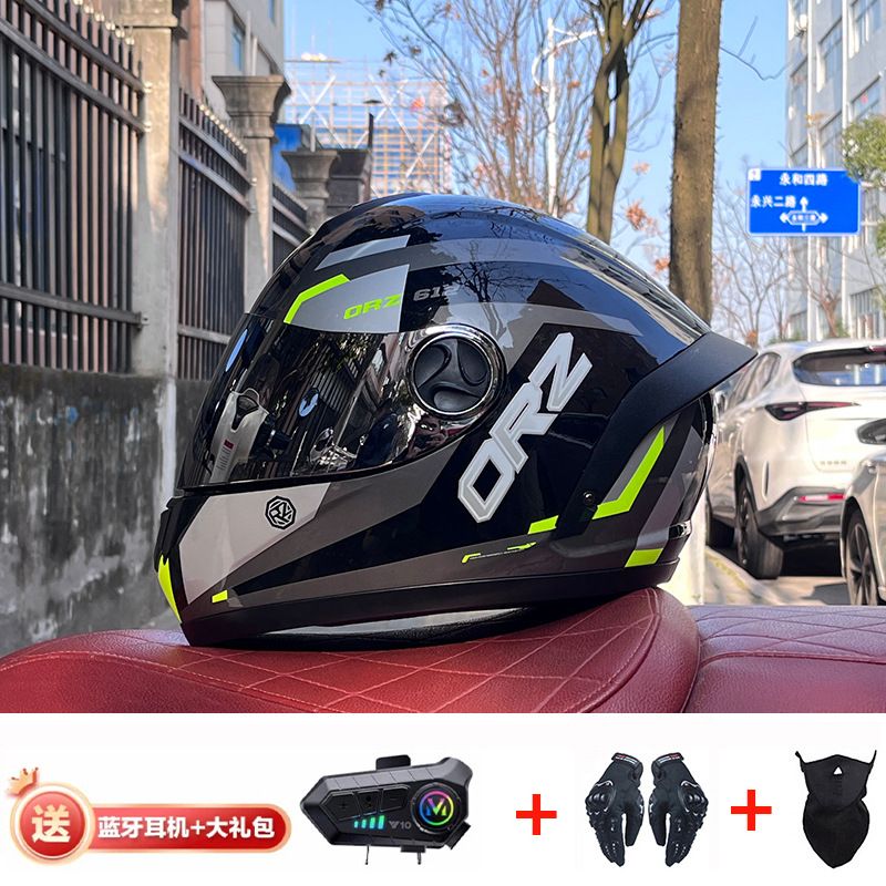 Bluetooth cross-border casco de motocicleta casco completo hombres y mujeres invierno cálido seguridad Four Seasons Knight coche eléctrico casco completo