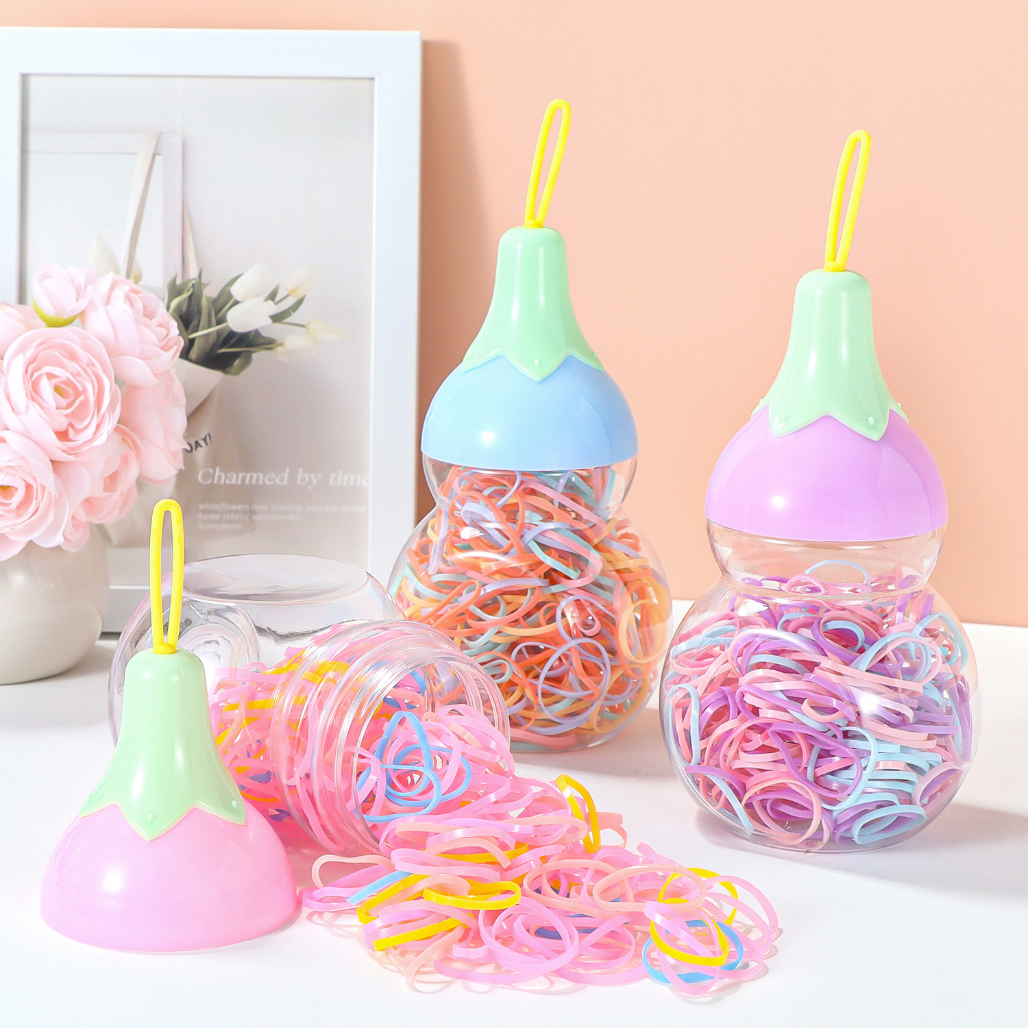 Coleteros de alta elasticidad, elegantes y duraderos para mujer, que no dañan el cabello, bandas de goma para el cabello, anillos para el cabello, accesorios para el cabello de niños. image 104