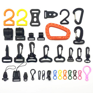 Factory plastic buckle ribbon adjustable spring buckle second gear three gear mesh word square buckle hook handle luggage accessories