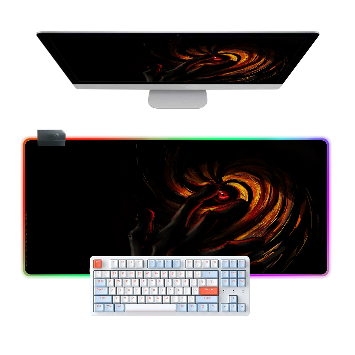 Сделай сам увеличенного размера грязеотталкивающий коврик для мыши RGB с холодной подсветкой аниме Naruto двумерный киберспорт игровой офисный коврик
