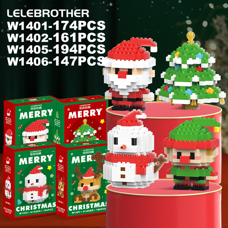 国境を越えた人気は積み木の小さな粒子と一緒に雪だるまを作ったクリスマスヘラジカのクリスマスプレゼント子供のおもちゃ卸売り|undefined