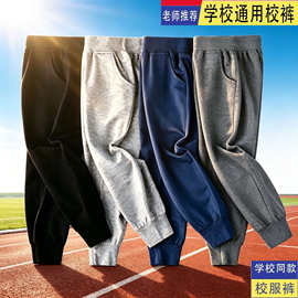 儿童校服裤夏季薄款藏青色春秋款休闲男女学生运动裤小学初中校裤
