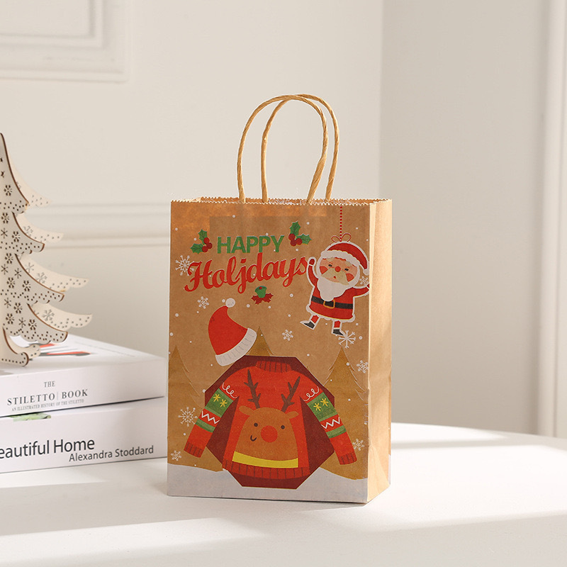 クリスマスクラフト紙袋ハンドバッグナチュラルペーパーバッグクリスマスイブギフト包装袋ギフトバッグユニバーサルハンドバッグ|undefined