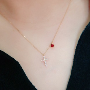 Real gold real diamond wholesale classic best selling perfume bottle style design natural ruby necklace positive color pigeon blood red