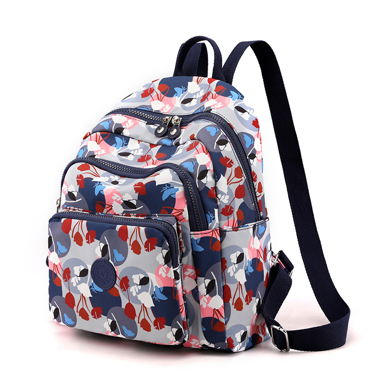 Bolsa de ocio para exteriores, gran capacidad, mochila de viaje versátil de nailon estampada para mujer, mochila de viaje moderna y sencilla