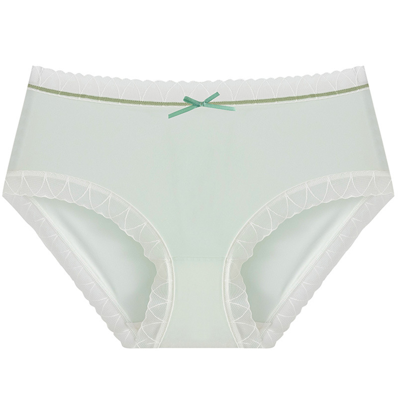 Ropa interior de seda de hielo verano de las mujeres delgada entrepierna de algodón antibacteriano chica sexy encaje triángulo pantalones cortos sin costuras ropa interior transpirable