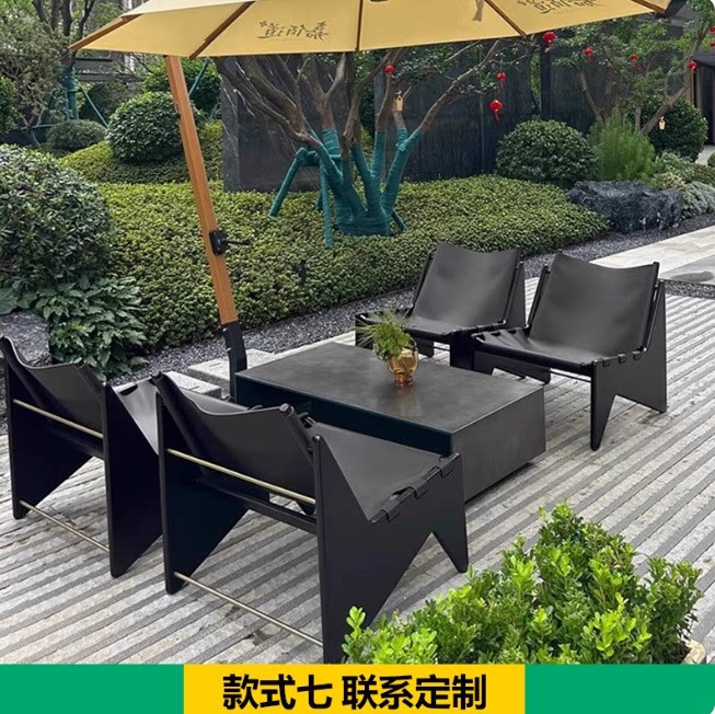 Sofá de aluminio al aire libre Villa paisaje diseñador de muebles asientos al aire libre balcón hotel ventas image 12