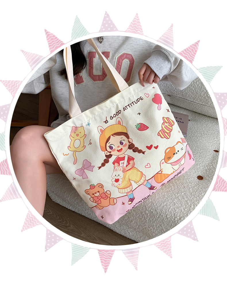 Women's Cute Animal Letter Plant Canvas Shopping Bags display picture 4