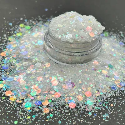 Golden Iridescent Polarized Semi-Transparent Sparkling Nail Art Glitter Transparent DIY Handmade Resin Decoration Nail Stickers (Dırnaq bəzəkləri) - 6300-30ml