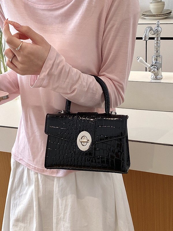 Niche Zhong alta textura portátil cocodrilo pequeño bolso cuadrado para mujeres 2026 nuevo estilo de moda versátil bolso de hombro coreano