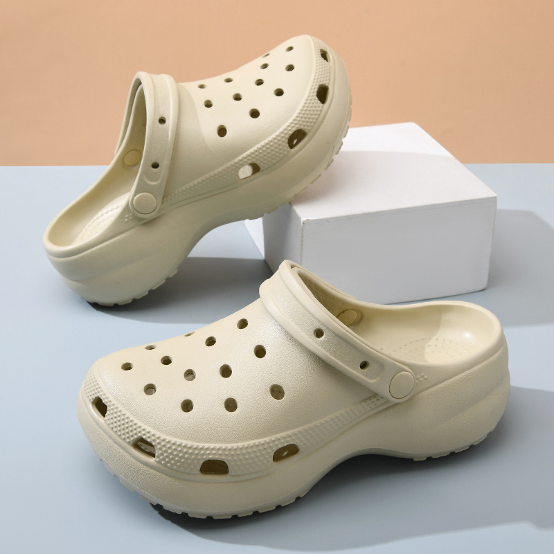 Yunduo Thick-Soled Clogs for Women's Summer Outer Wear, Non-Slip, Breathable, Non-Stinky Foot Sandals, Outdoor Two-Wear, Non-Abrasive Feet