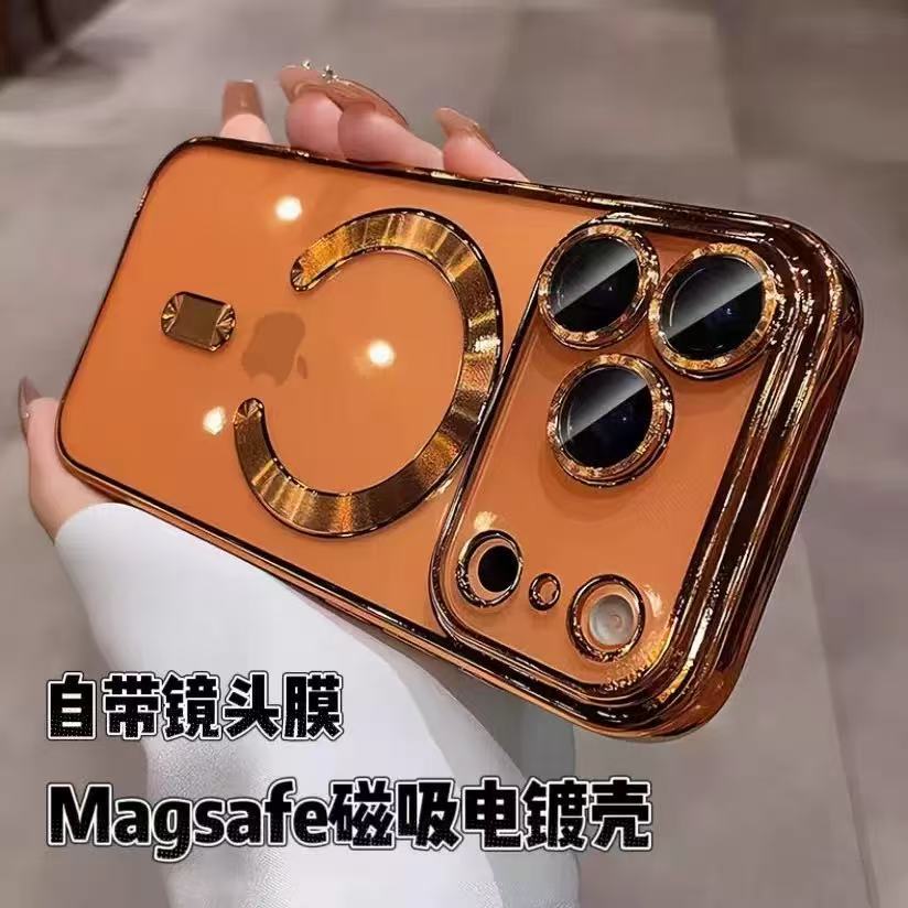 适用iPhone17Pro手机壳磁吸电镀透明自带镜头膜苹果16全包保护套