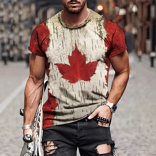 2025 High-Quality Men's Short-Sleeve T-Shirt Summer Casual Crew Neck Gradient Color Print Sports Top ME13