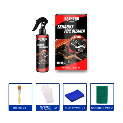 Rayhong Car Exhaust Pipe Rust Remover Multifunctional Anti-Rust Metal Exhaust Pipe Equipment Maintenance Cleaner (Cleaning/curing agent) - 120ml-set
