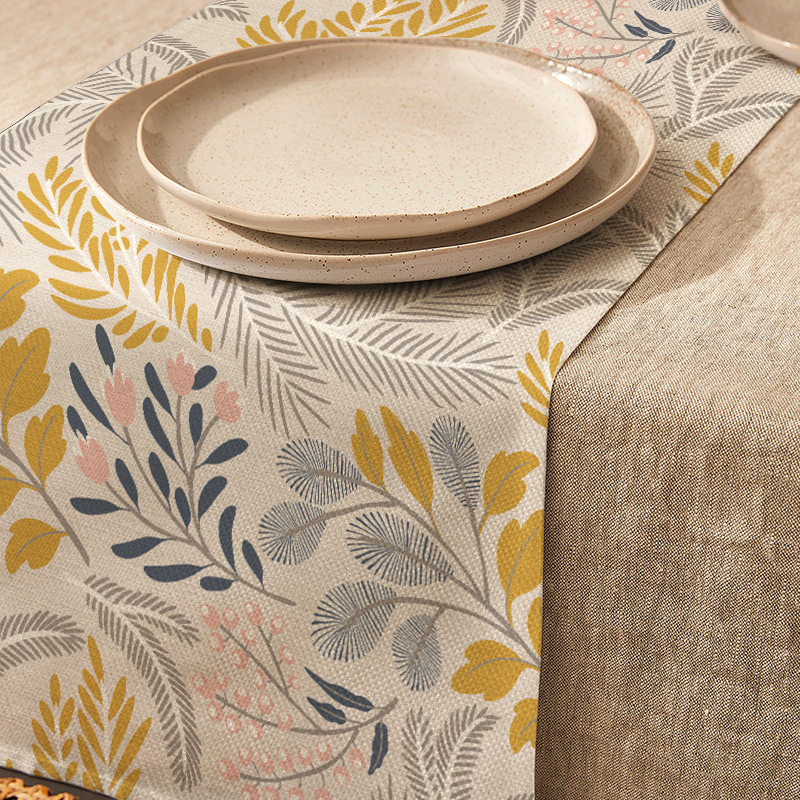 110g Weight Tablecloths Home Textiles & Decor Type cotton and linen, Polyester Material Stripe, Plant Pattern Elegant, Simple Style Style Elegant Simple Style Stripe Plant Cotton And Linen Polyester Tablecloths 14