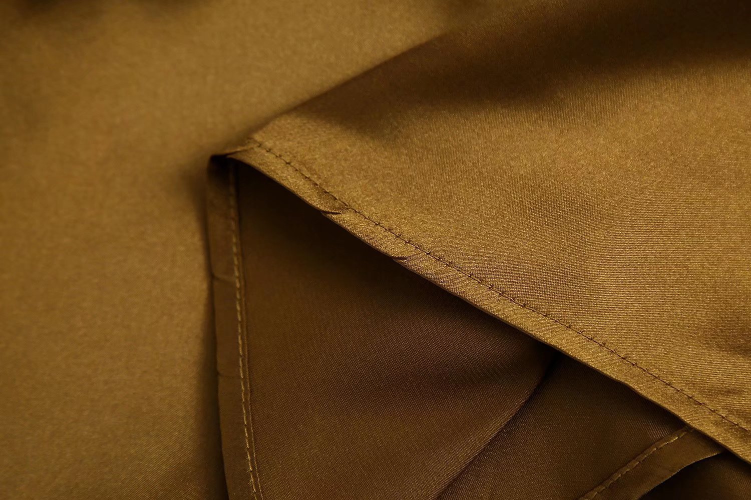 Silk Satin Texture V Neck Pleated Shirt Dress NSAM110527