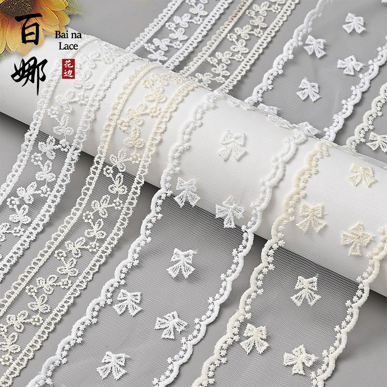 Сетчатые кружева из кружева DIY Одежда занавески Свадебная юбка Аксессуары для волос с цветами