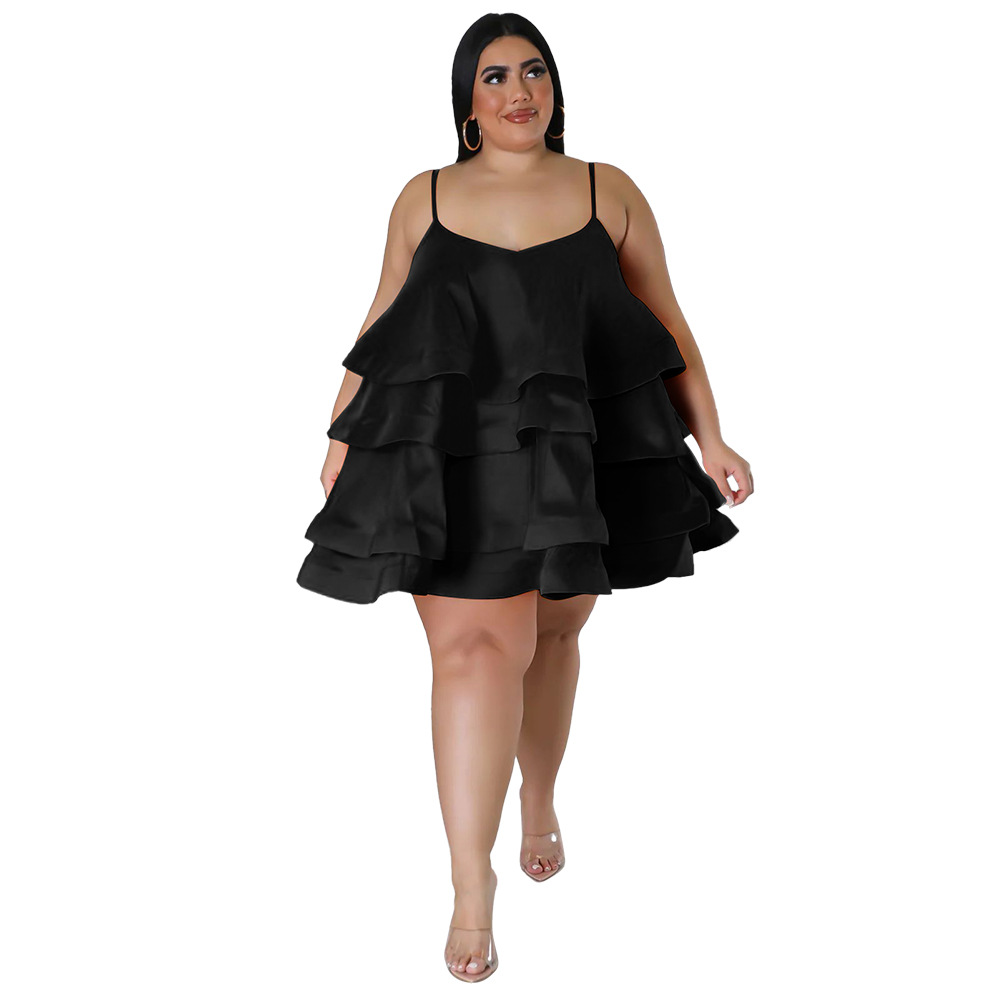 Sexy ärmelloses Rüschenkleid für Damen, verstellbare Schulterträger, europäisch-amerikanischer Stil, Dropshipping möglich, Übergrößen_voghion.com