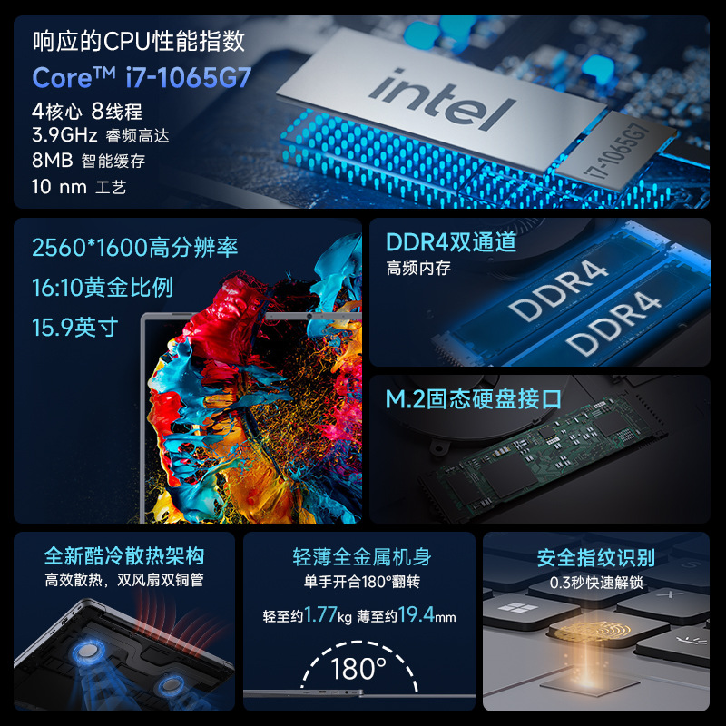 Nuevo portátil Core i7 de 15,9 pulgadas, memoria de doble canal con teclado retroiluminado de huellas dactilares, portátil de oficina empresarial