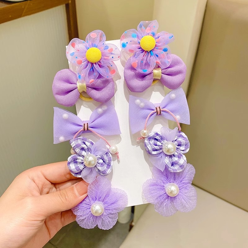 Los niños de pelo lindo lazo de goma accesorios para el cabello de verano nueva niña flor colorida cuerda de pelo arco cuerda de pelo