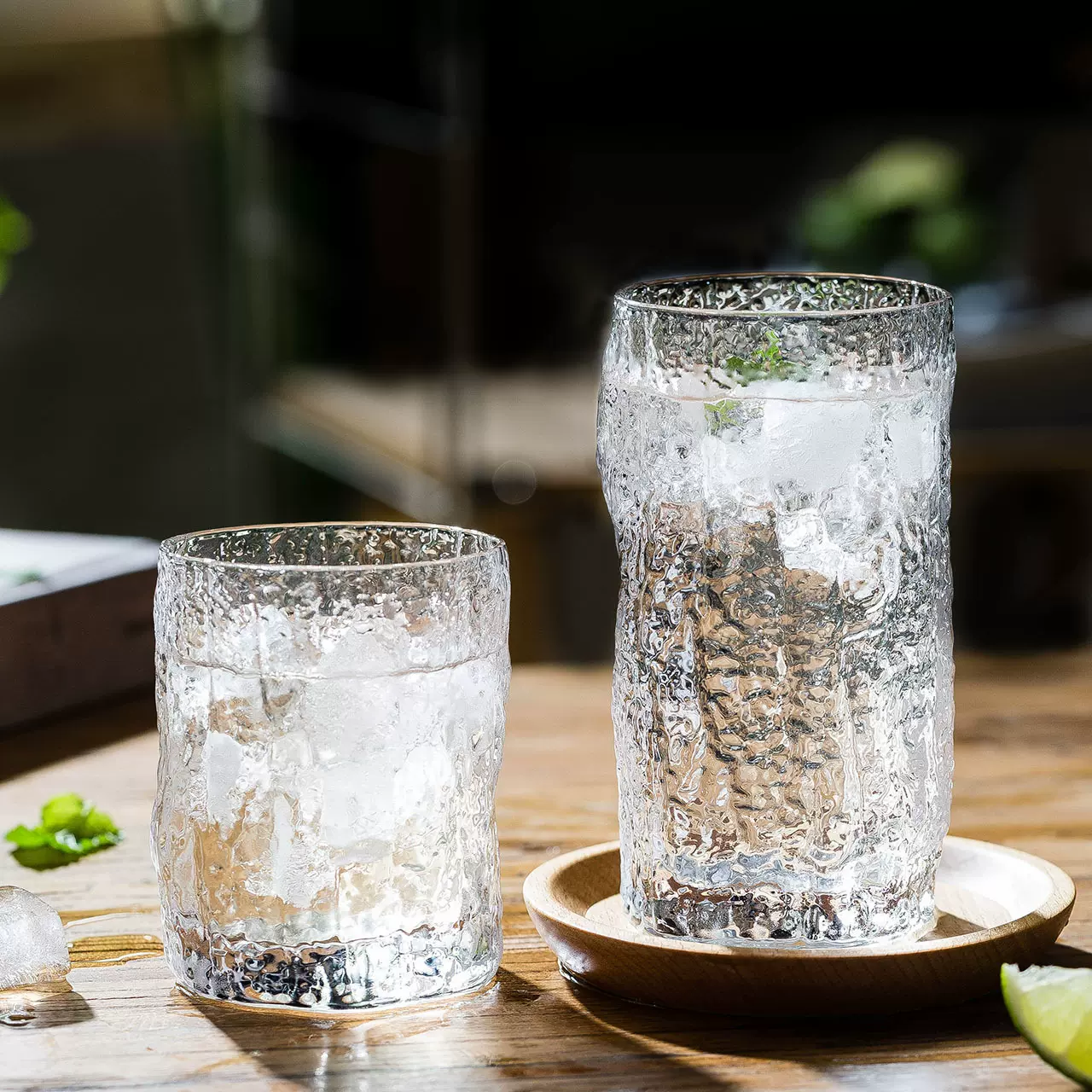 树皮纹水杯ins透明酒杯家用玻璃杯子创意茶杯果汁饮料杯子原产地