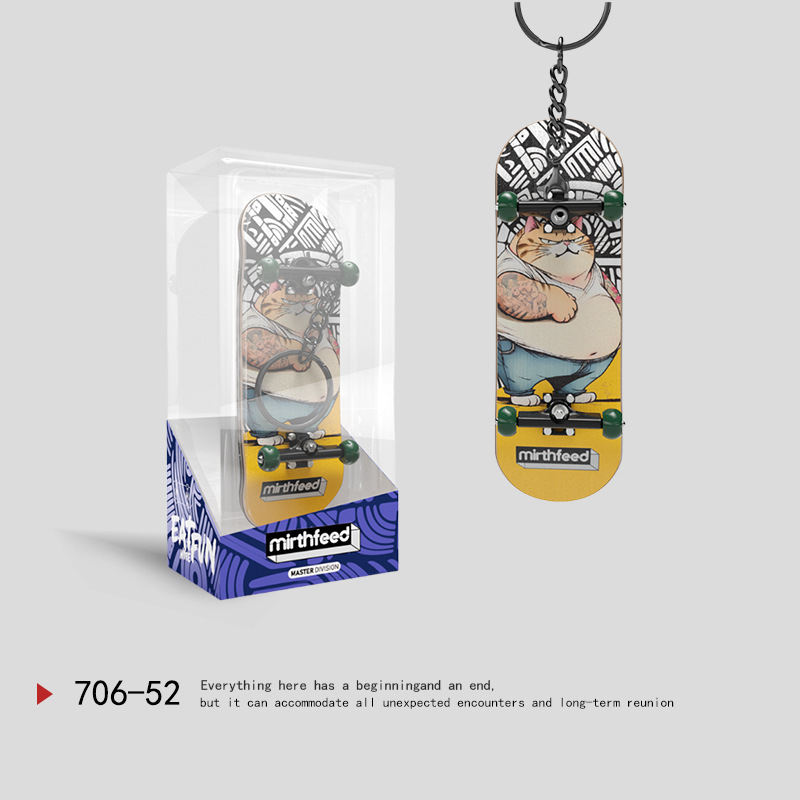 3.2 와이드 버전 핑거 스케이트보드(고양이) + 키체인