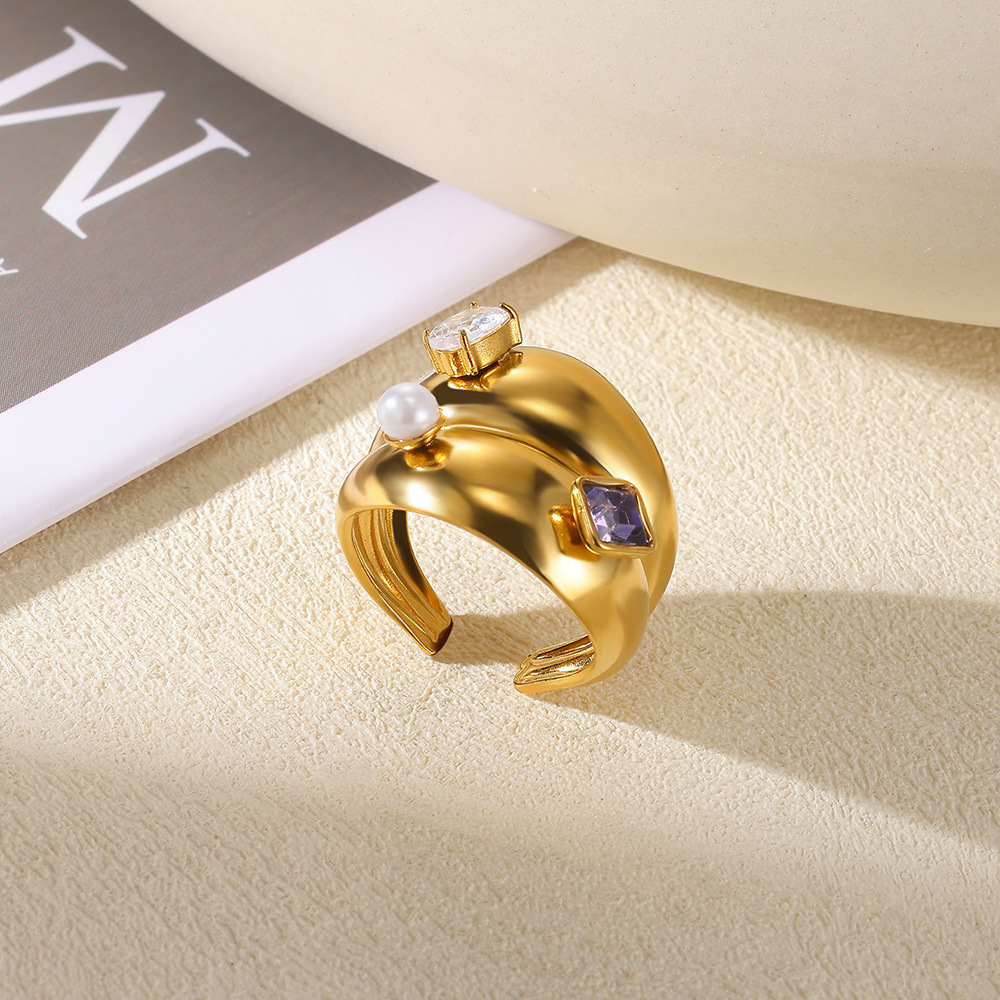 8g Weight 0.03µm-0.05µm Gold Plating Thickness PVD Coated Gold Plating Process 18K Real Gold Plated Plating Material Zircon Inlay Material Open Rings Classification 1 Piece Quantity Casual, Daily, Shopping Occasion 304 Stainless Steel Material Waves, Crown Pattern All Seasons Season Women's Gender Elegant, Classic Style, Affordable luxury style Style Waterproof Non Tarnish, Plating Craft PVD Coated Real Gold Plated 18K Gold Waves Crown 304 Stainless Steel Elegant Classic Style Affordable Luxury Style Waterproof Non Tarnish Open Rings 10