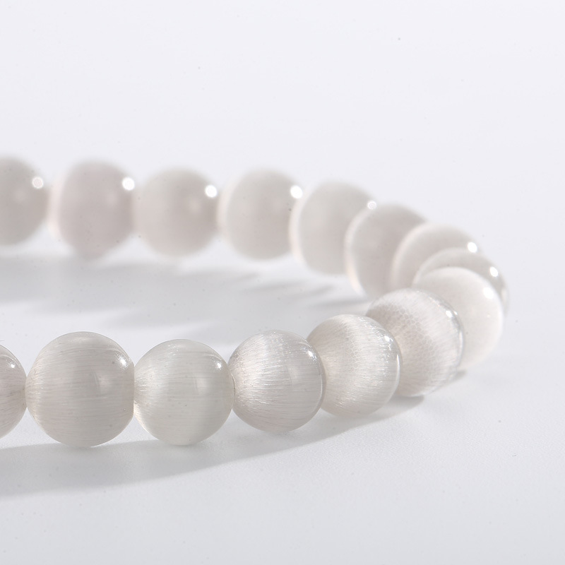 Retro Solid Color Stainless Steel opal Beaded Bracelets 1 Piece