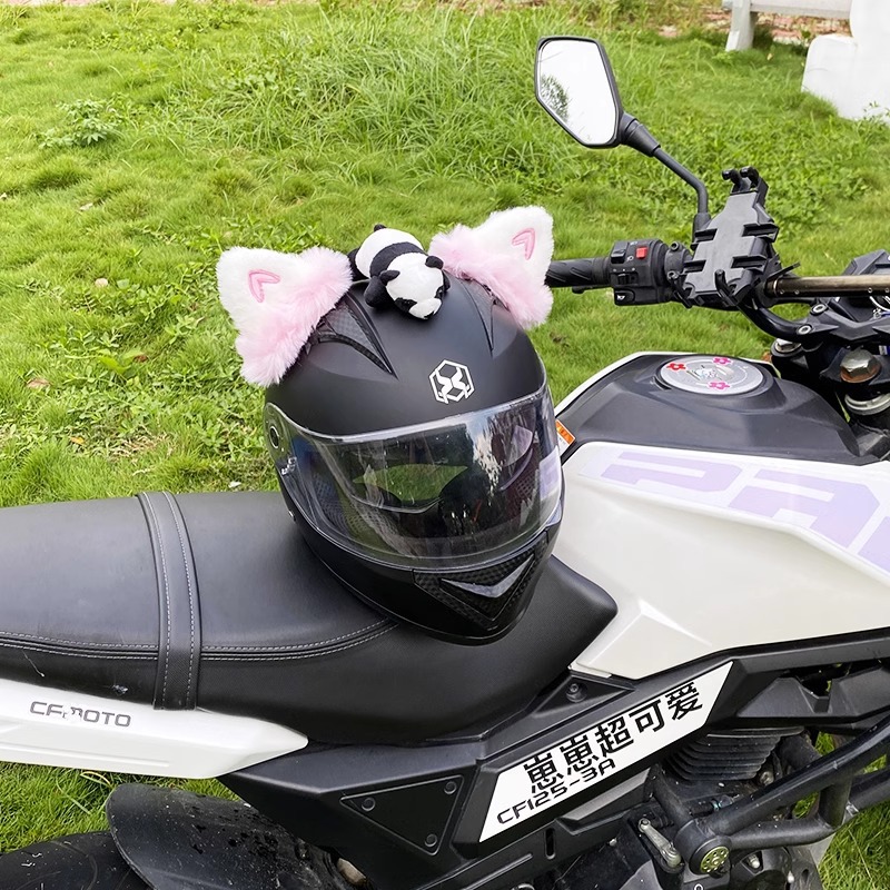 Cute Plush Heart Ear Motorcycle Helmet Accessories Detachable Universal