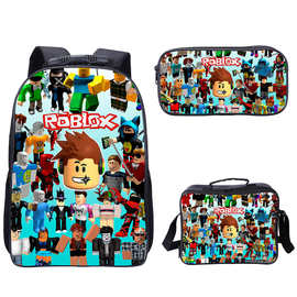 成人儿童17寸大容量背包一件来图可定 印制图片学生书包三件套装