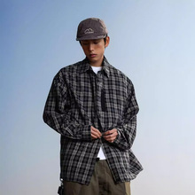 2024春秋季款男士长袖衬衫复古格子衬衣百搭休闲宽松情侣外套潮牌