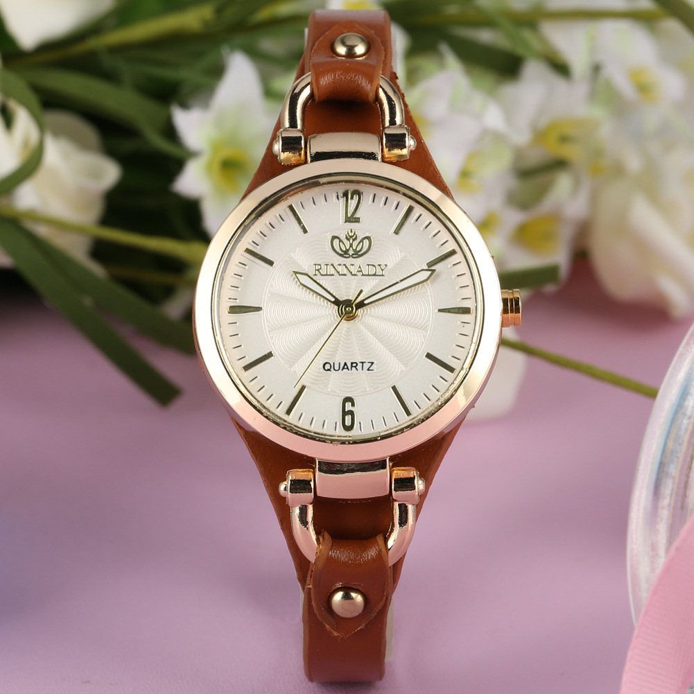 Orologio da donna alla moda, elegante orologio al quarzo in pelle, cinturino sottile, quadrante semplice da donna_voghion.com