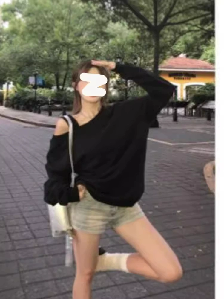 Autumn thin long-sleeve, sweatshirt for leisure, oversize
