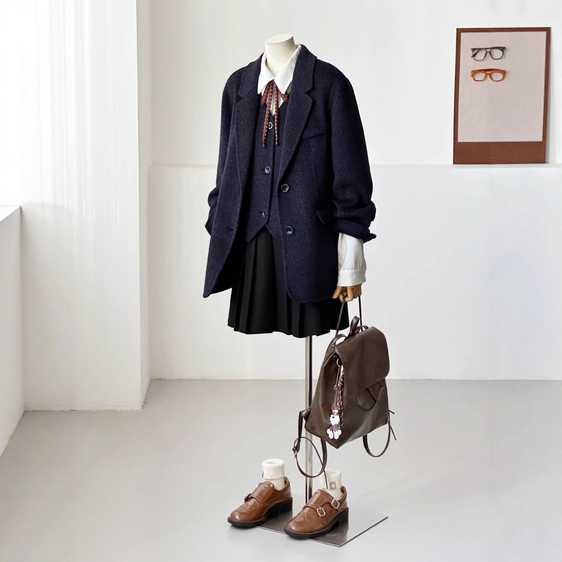 【两件套】2025秋冬新款短款小西装毛呢外套时尚百搭上衣HL154