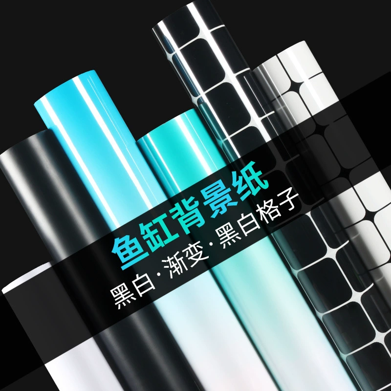 Фон для аквариума, чистый черный, белый, декоративный аквариум с травой, зеленый, белый, синий, белый, градиентный, черно-белый, клетчатая нижняя наклейка