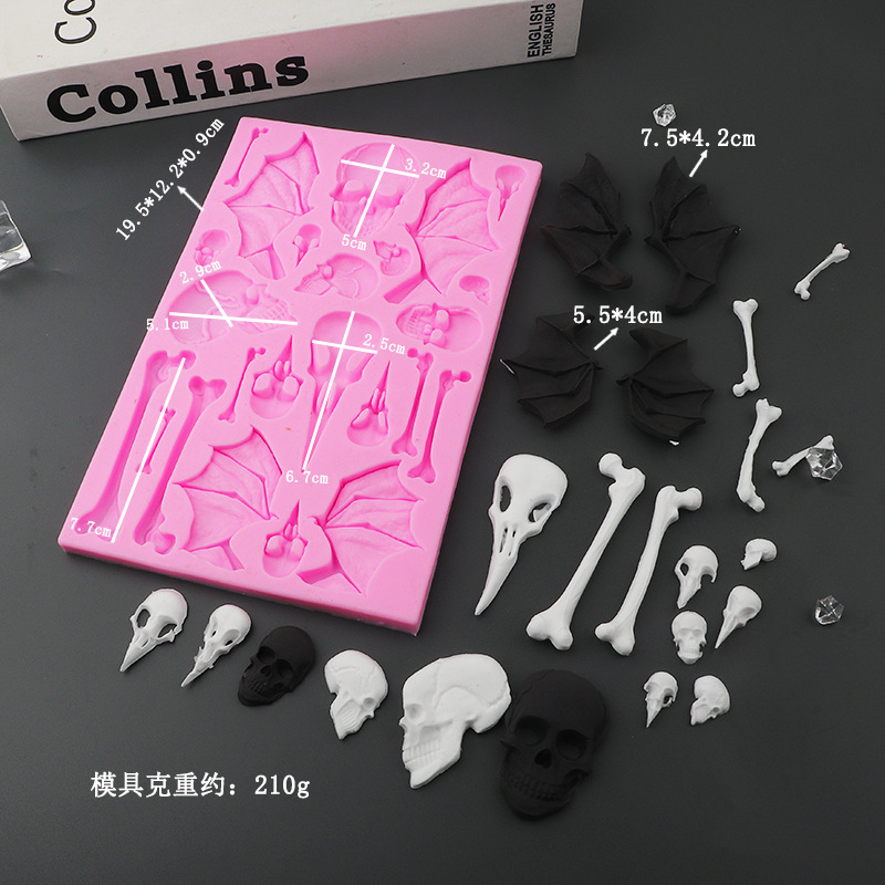 Halloween molde de silicona flip hueso esqueleto alas molde de pastel de chocolate DIY molde de horneado manual