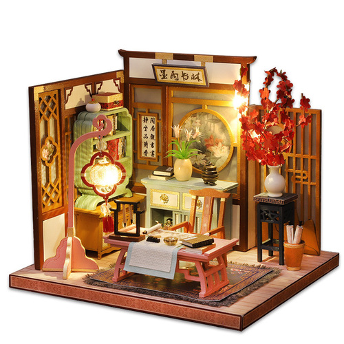 Manufacturer wholesale JiaTe DIY house, chess and calligraphy series, building handmade model, doll house Christmas gift 