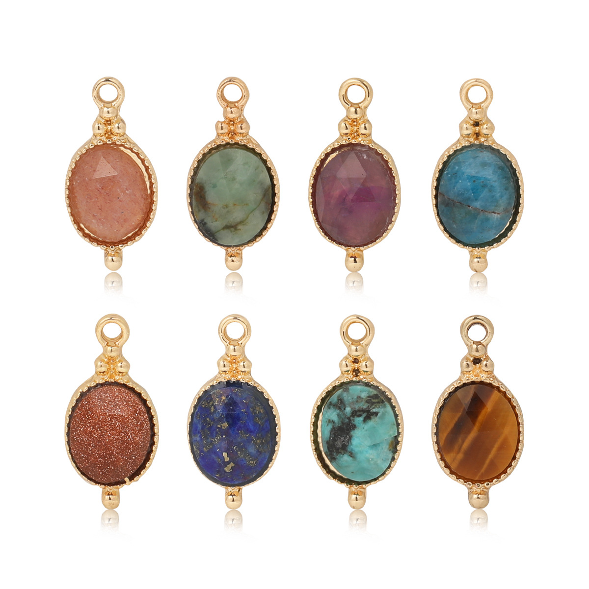 Cross-Border E-Commerce Ins Style Natural Stone Crystal Pendant DIY Accessories Handmade Copper Inlay