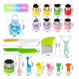 亚马逊热卖25件套不锈钢饼干模具儿童DIY烘焙工具卡通印花水果切