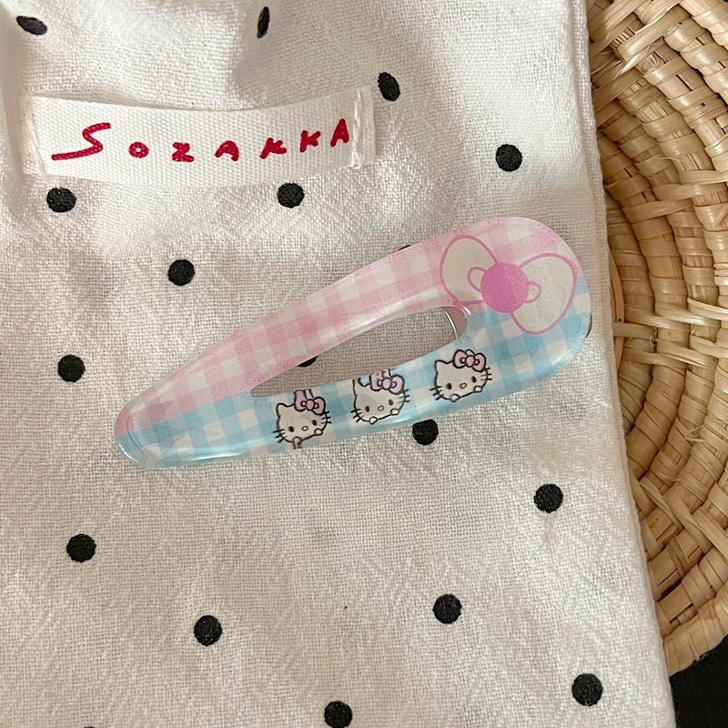 新款卡通发夹奶油甜妹风侧边刘海碎发夹可爱甜美少女心格纹发卡|undefined
